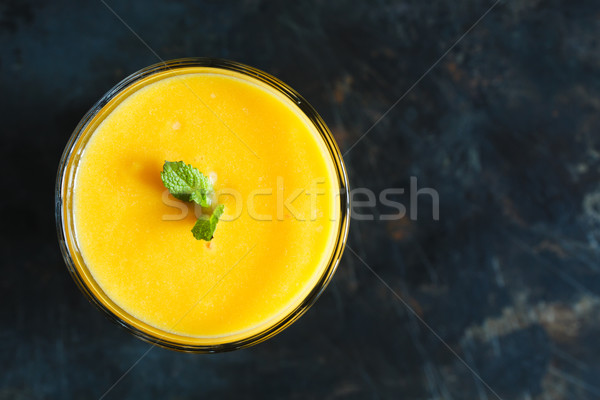 Orange smoothie verre menthe haut vue [[stock_photo]] © kkolosov