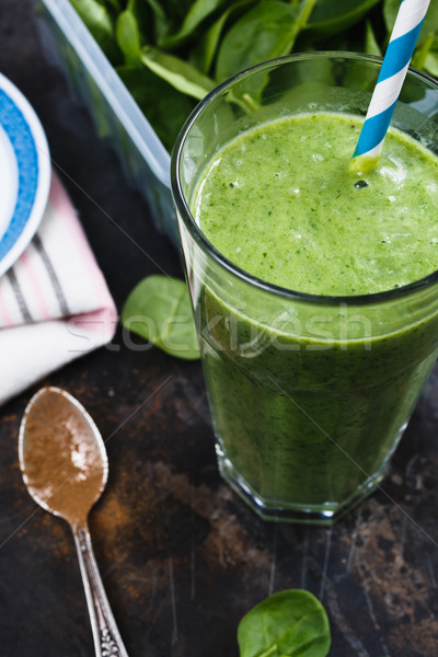 Smoothie vert verre rayé paille sombre haut [[stock_photo]] © kkolosov