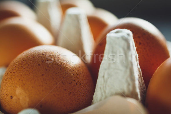 Chicken eggs in egg tray Stock photo © kkolosov