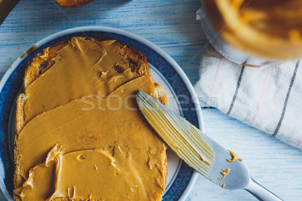 Beurre d'arachide sandwiches lumière bois alimentaire pain [[stock_photo]] © kkolosov