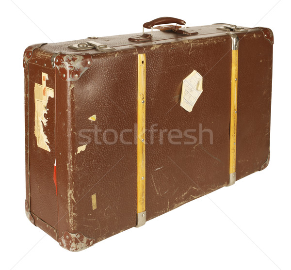 Stockfoto: Retro · koffer · geïsoleerd · witte · oude