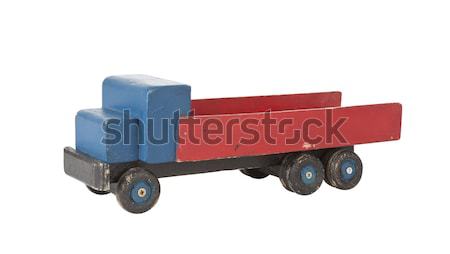 Vintage speelgoed geïsoleerd witte houten speelgoed vrachtwagen Stockfoto © klikk
