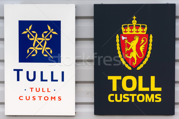 Double sign of customs at border between Finland and Norway. Stock photo © Klodien