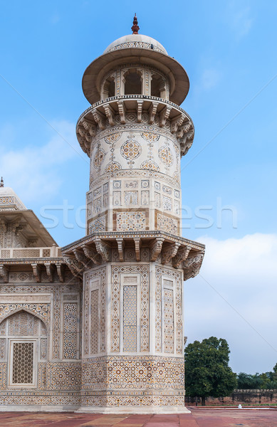 Marble minaret of Agra's Baby Taj mausoleum in India. Stock photo © Klodien
