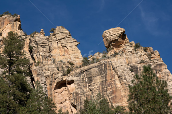 Complexity of shapes and cracks in sun drenched cliff near Sedon Stock photo © Klodien