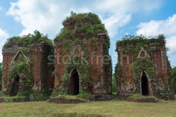 Frontal view on the three Chien Dam Cham towers. Stock photo © Klodien