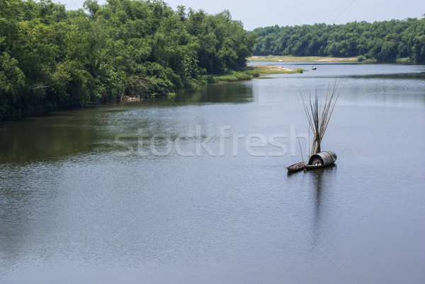 Bucolic scenery with sampan on Thu Bon River outside Hoi An. Stock photo © Klodien