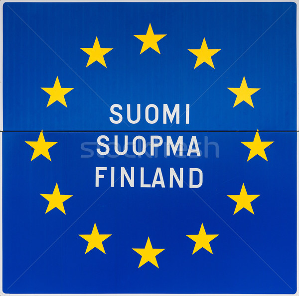 European semna nume Finlanda trei limbi Imagine de stoc © Klodien