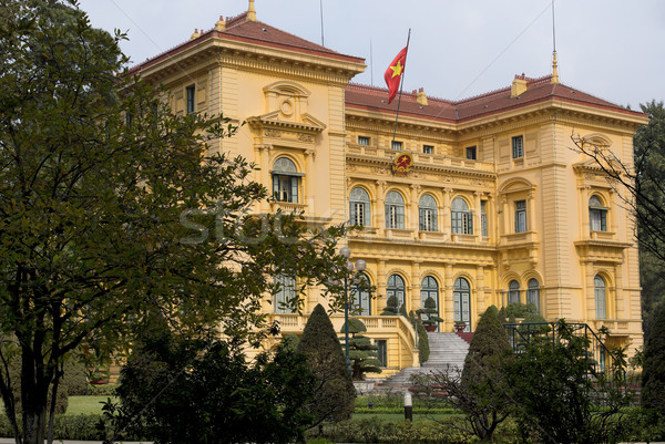 Presidents- paleis tuin vlag herenhuis amber Stockfoto © Klodien