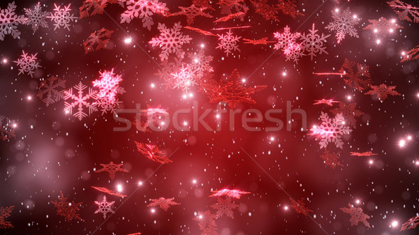 Hóesés hópelyhek karácsony piros fény háttér Stock fotó © klss