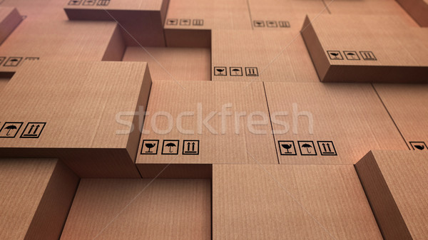 Distribution entrepôt 3D carton cases [[stock_photo]] © klss
