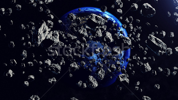 Inside the Asteroid belt seen against the Earth Stock photo © klss