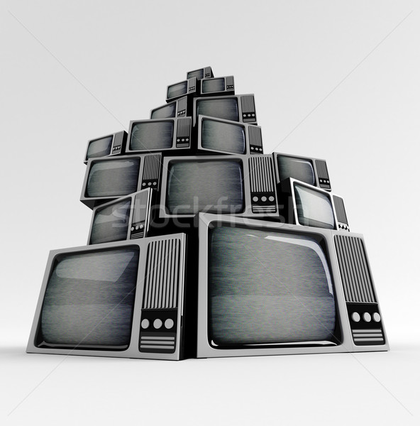 Retro tv estático frente blanco papel Foto stock © klss