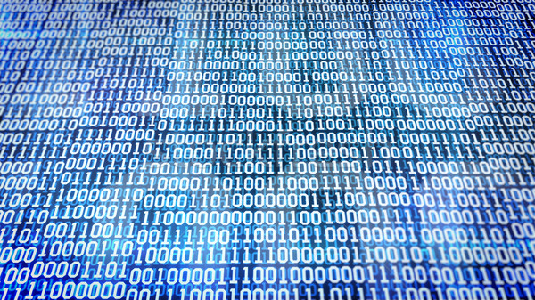 Código binario Screen mesa azul ordenador fondo Foto stock © klss