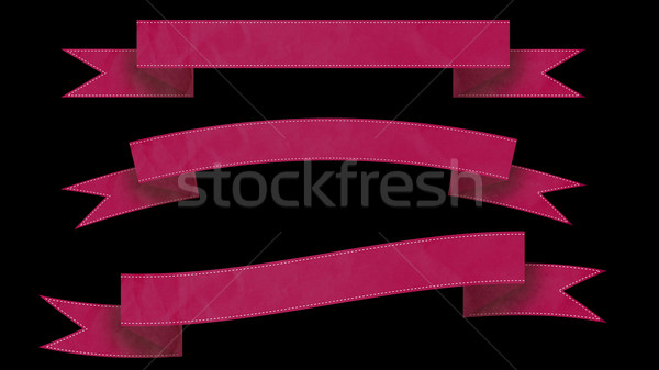 Rózsaszín szalag bannerek szöveg fekete felirat zászló Stock fotó © klss