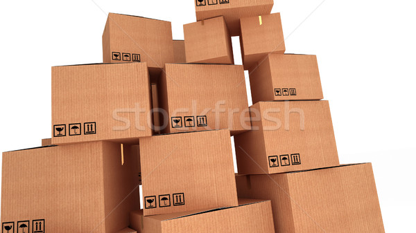 Stacks of cardboard boxes isolated on white background Stock photo © klss
