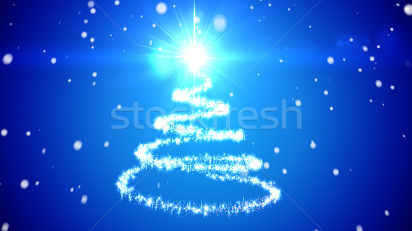 Abstract Christmas tree. Snow falling. Stock photo © klss