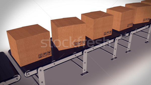 Shipping Boxes On A Conveyor Belt/ Shipping Merchandise. Stock photo © klss