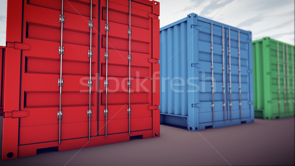 Vracht rij 3D hemel metaal Stockfoto © klss