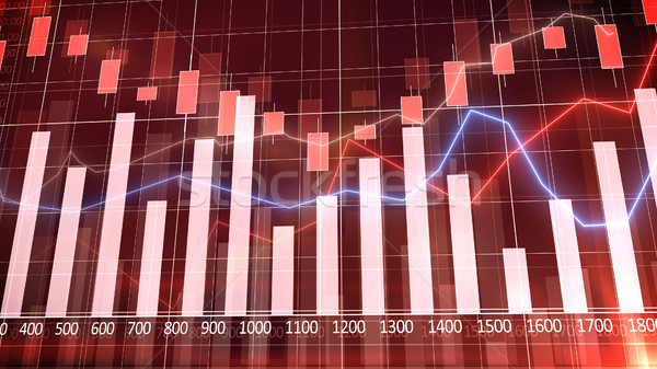Beurs grafiek staafdiagram Rood achtergrond markt Stockfoto © klss