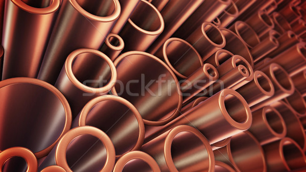 Heap of shiny metal steel pipes Stock photo © klss
