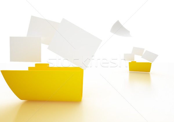 3D image of Folder icon with paper on white.  Stock photo © klss