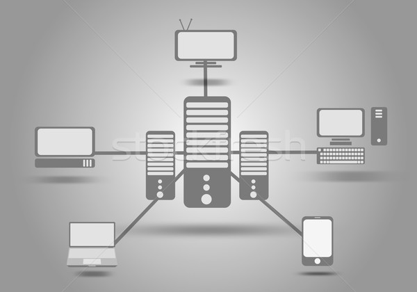 Foto stock: Serviço · ilustração · nuvens · laptop · tecnologia