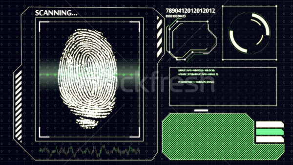 Scanning human fingerprint. Interface HUD. Technology background.  Stock photo © klss