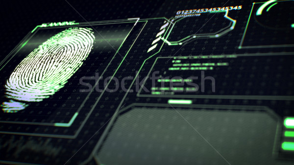 Empreintes scanner identification 3D ordinateur Photo stock © klss