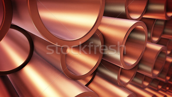 Foto stock: Cobre · pipes · 3D · armazém