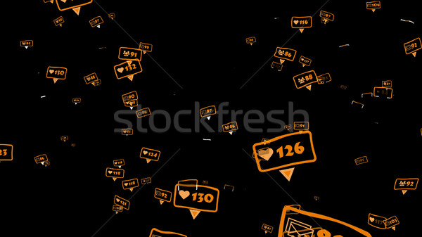Narancs ikonok közösségi média barátok üzenetek 3d illusztráció Stock fotó © klss