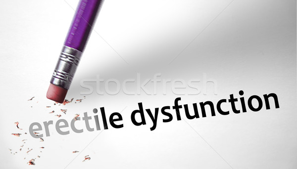 Stock photo: Eraser deleting the concept Erectile Dysfunction 