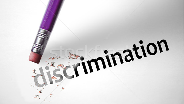Gumki słowo dyskryminacja papieru seks wyścigu Zdjęcia stock © klublu