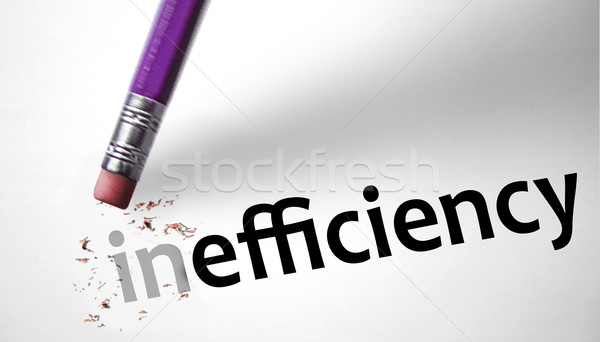 Stock photo: Eraser changing the word Inefficiency for Efficiency 