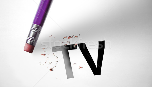 Radír szó tv ceruza pihen óra Stock fotó © klublu