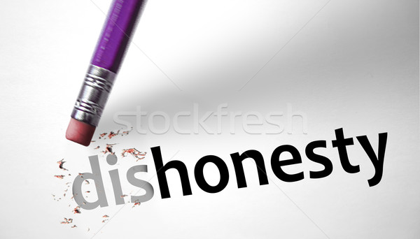 Eraser changing the word dishonesty for honesty  Stock photo © klublu