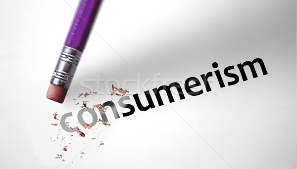 Eraser deleting the word Consumerism  Stock photo © klublu