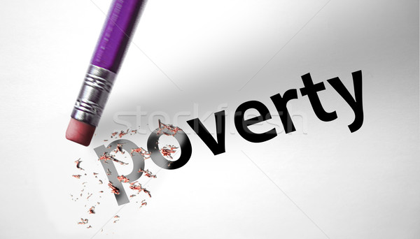 Eraser deleting the word Poverty  Stock photo © klublu