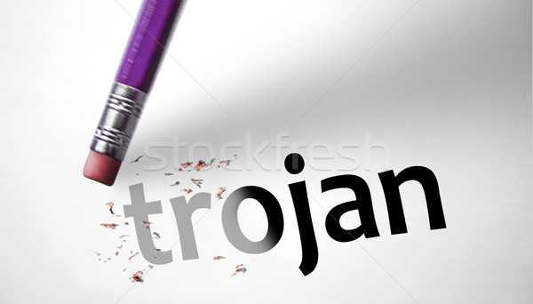 Eraser deleting the word Trojan  Stock photo © klublu