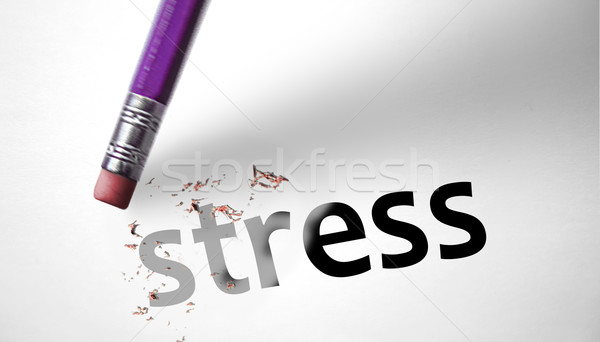 Gumki słowo stres papieru pracy medycznych Zdjęcia stock © klublu