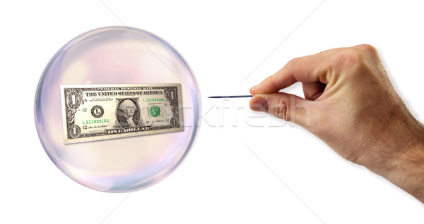 Stock foto: Dollar · wirtschaftlichen · Blase · Nadel · Business · Wand