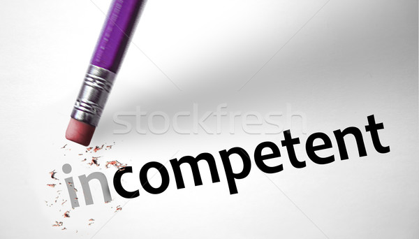 Eraser changing the word Incompetent for Competent  Stock photo © klublu