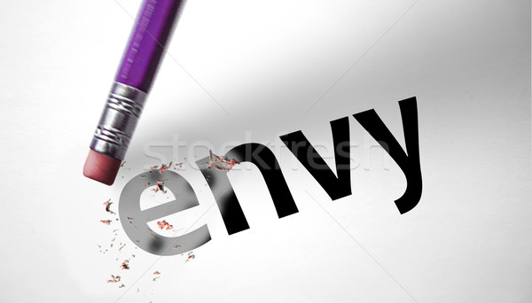 Eraser deleting the word Envy  Stock photo © klublu