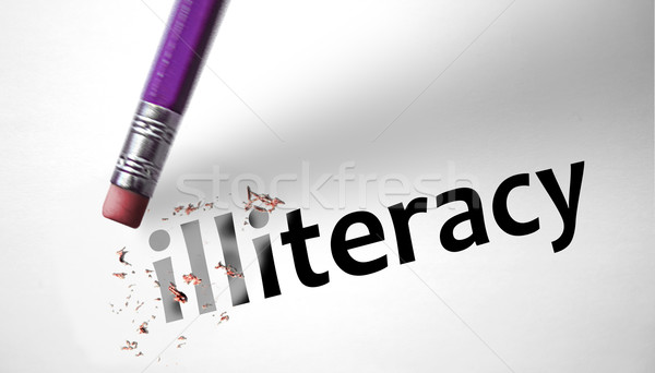 Eraser deleting the word Illiteracy  Stock photo © klublu