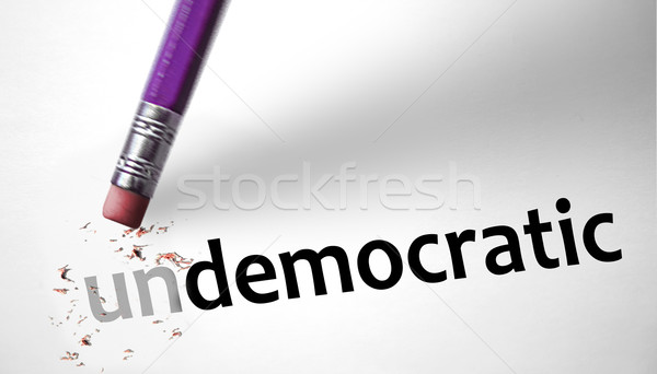 Eraser parola democratico carta matita segno Foto d'archivio © klublu