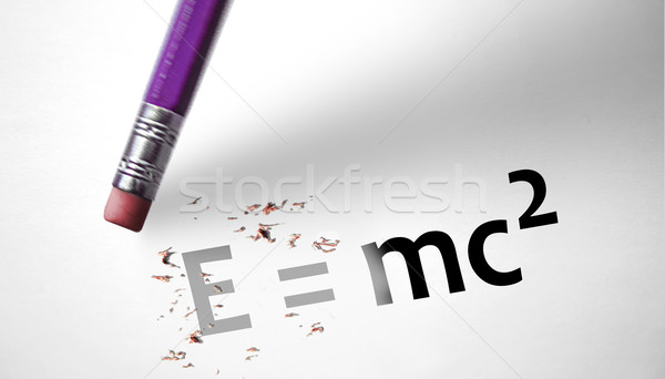 Eraser deleting the concept E=mc2  Stock photo © klublu