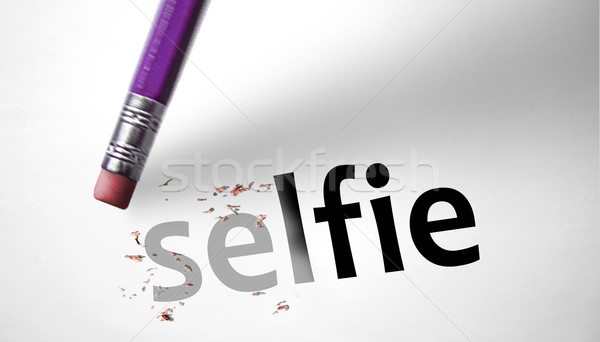 Eraser deleting the word Selfie  Stock photo © klublu