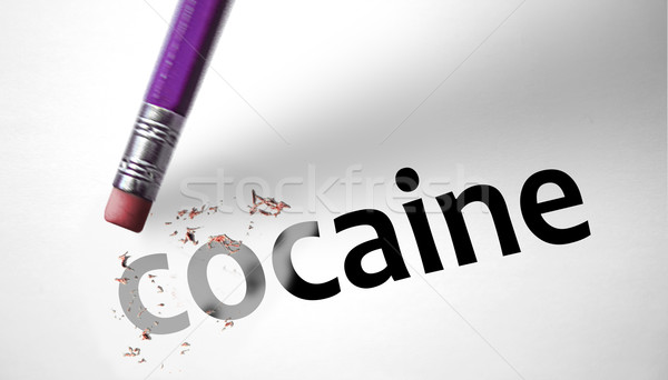 Radiergummi Wort Kokain Schnee Bleistift Zeichen Stock foto © klublu