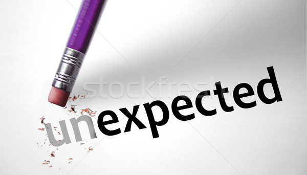 Eraser changing the word unexpected for expected  Stock photo © klublu