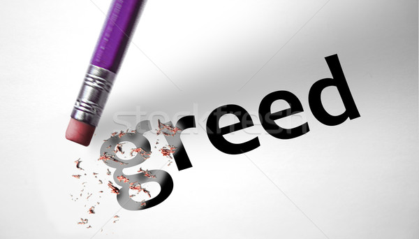 Eraser deleting the word Greed  Stock photo © klublu